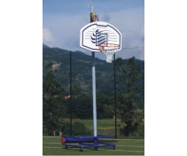 Mobile basket/minibasket half system, height adjustable, fiberglass backboard